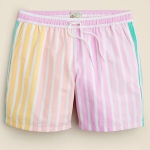 J.Crew 6” Stretch Swim Trunk Multistripe With ECONYL Nylon S
